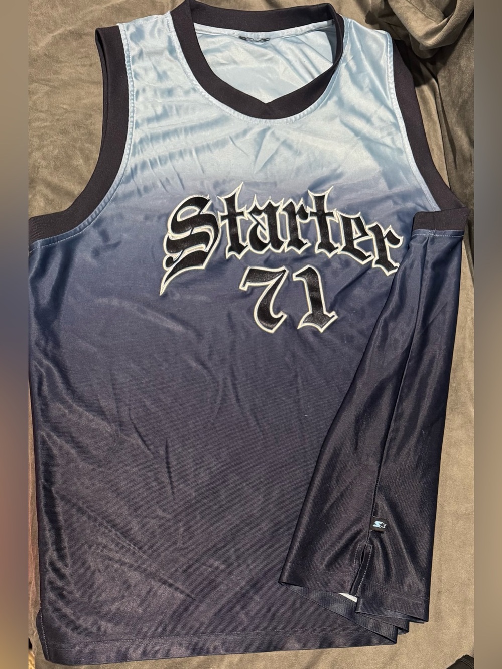 Vintage Starter Embroidered Basketball Jersey Mens 2XL Blue Ombre 71 EUC